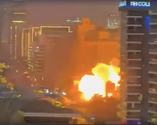 4 hurt as missile debris sparks fire at Dubai’s Palm Jumeirah