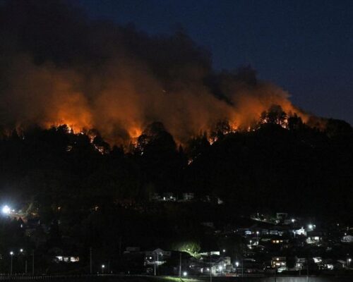 Wildfires spread towards northern Japan town