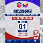 MMDA suspends number coding on May 1, 2026 for Labor Day