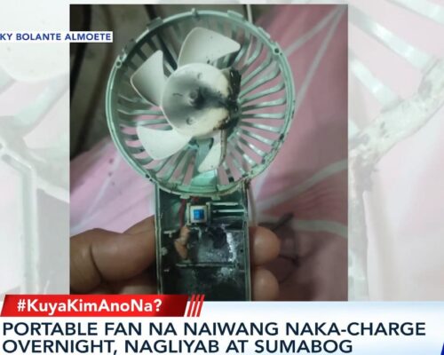 Portable fan left charging overnight explodes, catches fire in Caloocan home