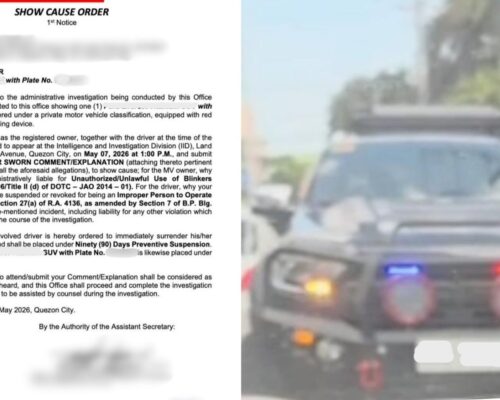 LTO summons driver of SUV over use of illegal blinkers