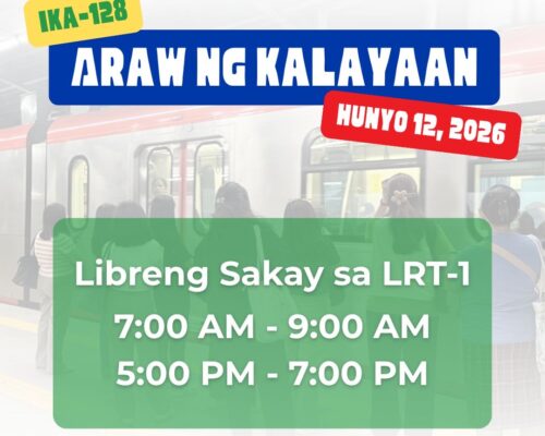 LRMC: Free LRT-1 rides on select hours of June 12, 2026, Independence Day