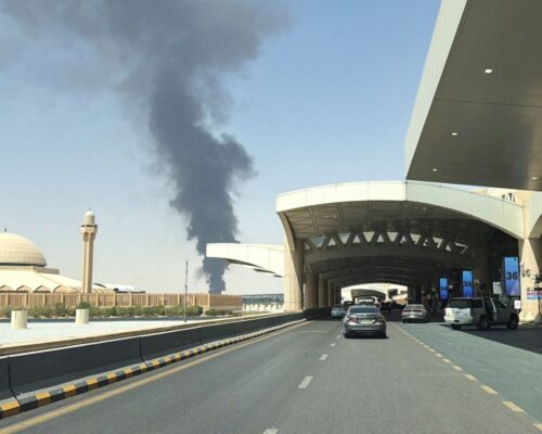 Flames, smoke seen near Riyadh airport after Saudi warning of aerial attack threat