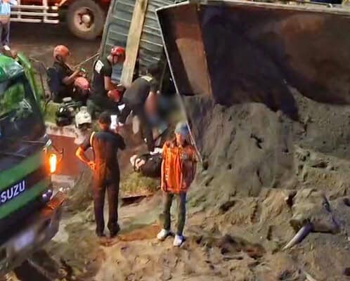 Rider, 11-month-old baby killed as dump truck tips over in Quezon City