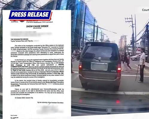 LTO issues SCO to motorist for blocking pedestrian lane in Makati